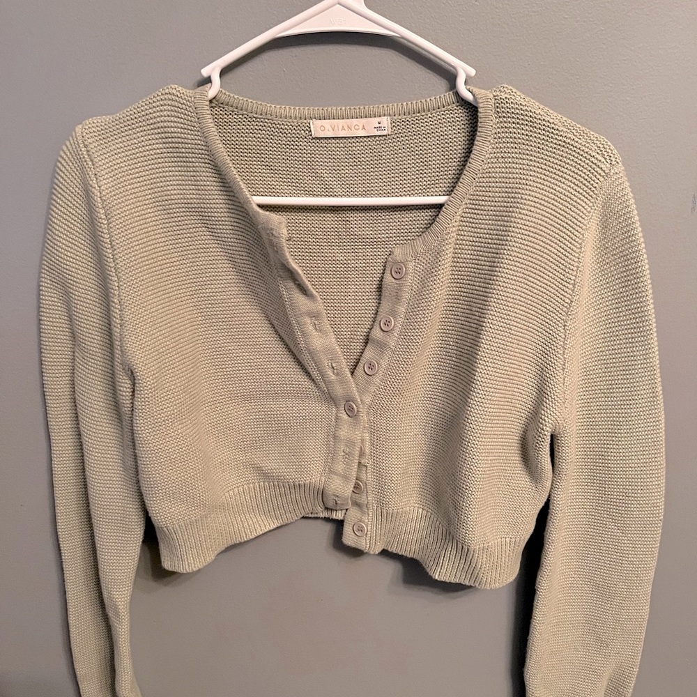 O.Vainca cropped sweater sage green